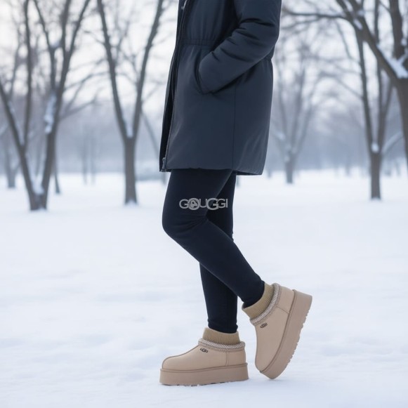 Женские угги на платформе Ugg Tazz Knit Mustard Seed