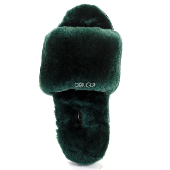Fluff Slide Slippers Dark Green