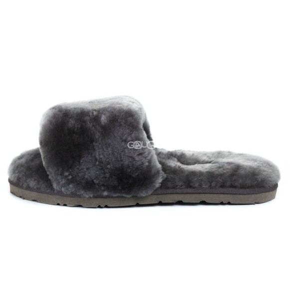 Fluff Slide Slippers Dark Grey