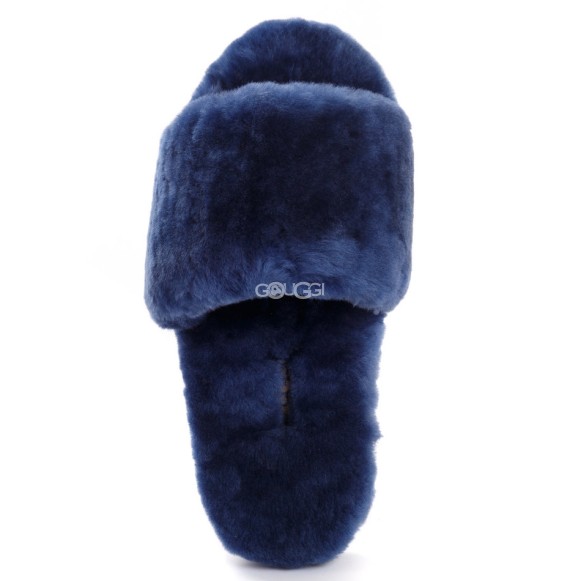 Fluff Slide Slippers Navy Blue